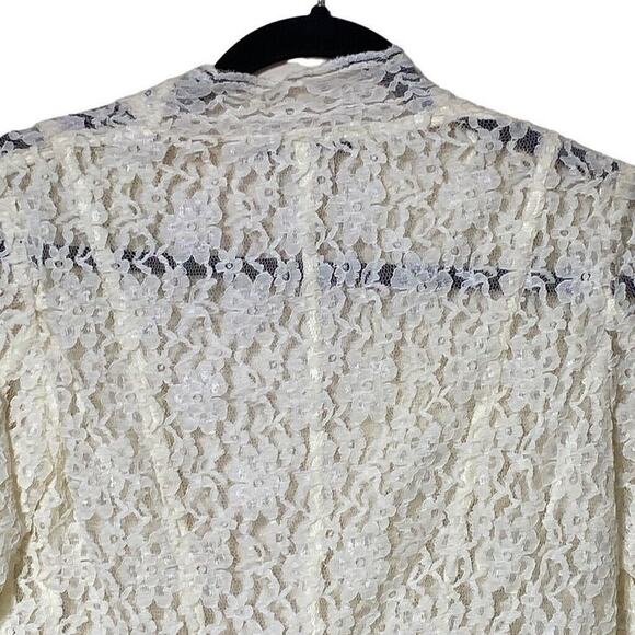 Evan Picone Lacey Cardigan Sheer Floral Tie Front Dress Jacket Top Size 6 Small - Picture 4 of 10